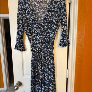 Leota Blue Floral Long Sleeve Dress